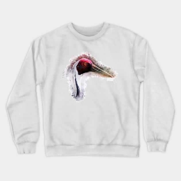 White-Naped Crane Crewneck Sweatshirt by ElviraDraat